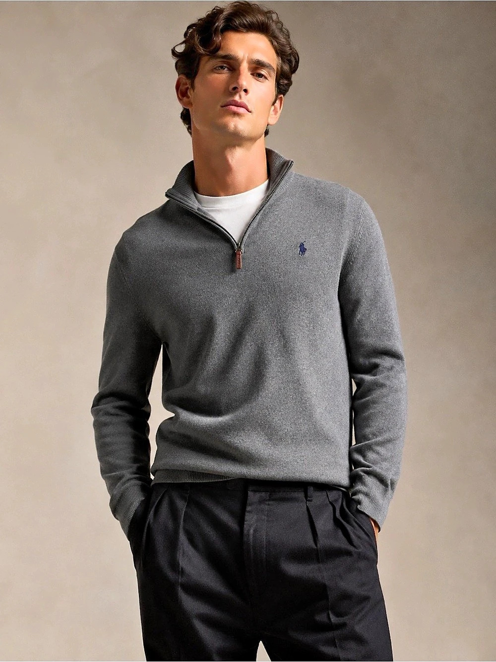 Polo Ralph Lauren Men's Pima Cotton Quarter-Zip Sweater XL